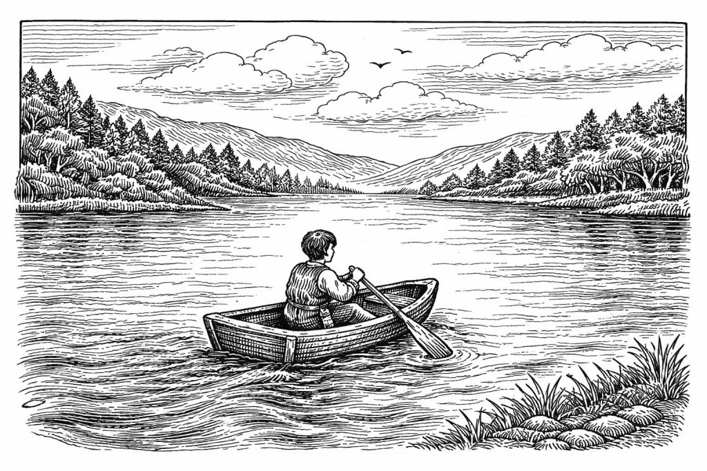 Elias in his boat