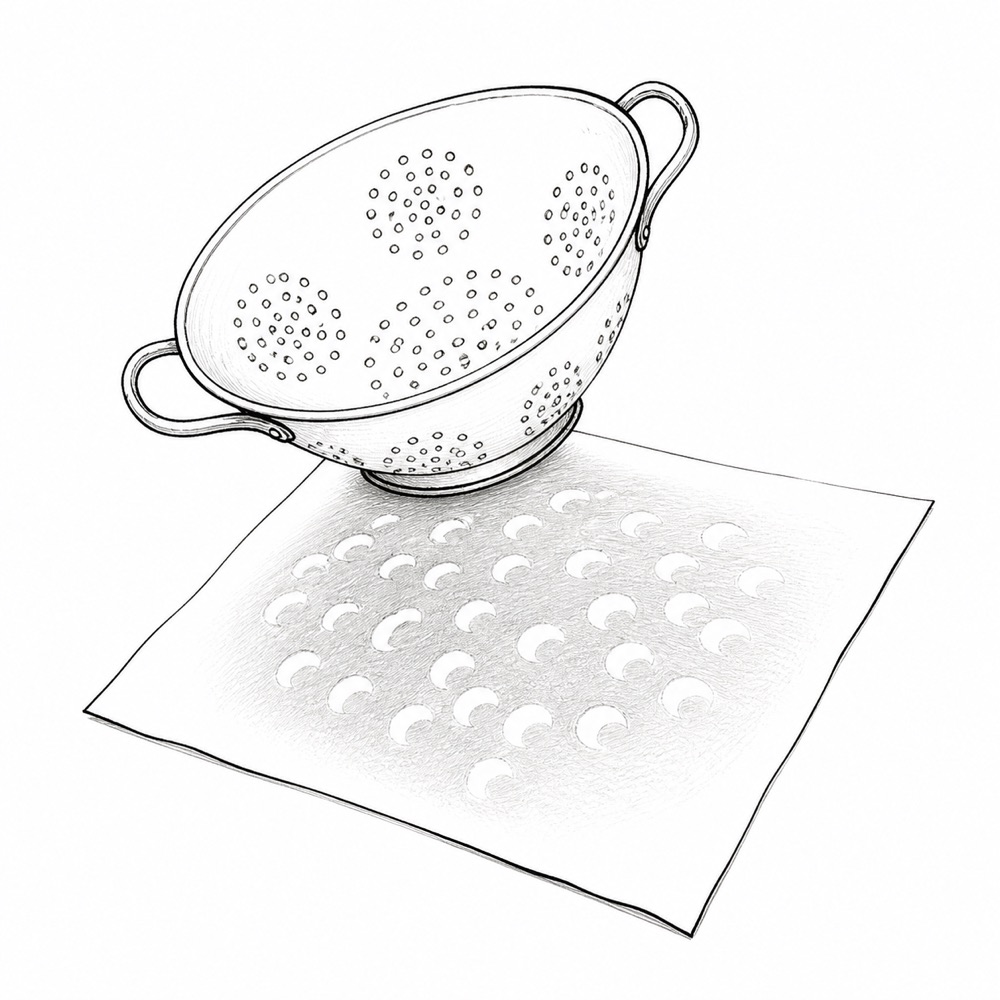 colander projections wp Crescent-shaped eclipse projections beneath a colander
